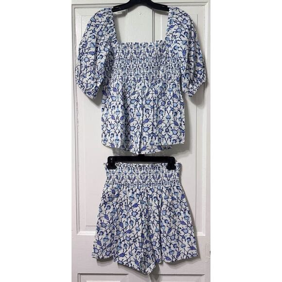 NWT Sachin Babi Blue Floral Eyelet “Millie Vine” Top & Shorts Set Size S - Picture 7 of 13
